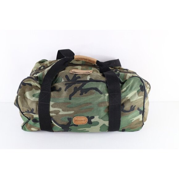Vintage 90s Winchester Distressed Spell Out Handled Camouflage Duffel Bag Large